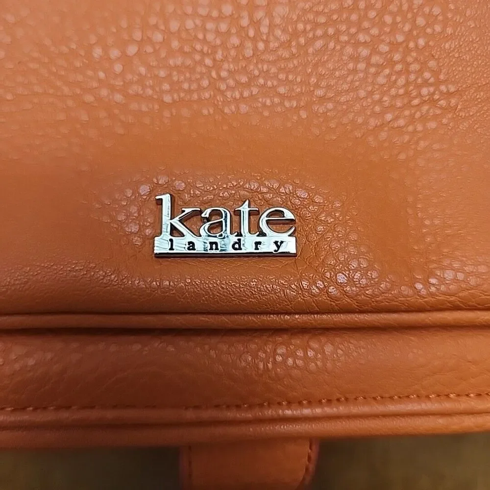 Kate Landry Handbag Purse Padded Tablet Pocket Orange Leather Bag‎